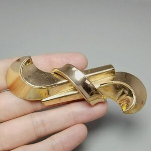 Vintage Napier Sterling Silver Retro Design Brooch, Gold Tone Finish, Signed